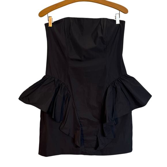 Pearl Georgina Chapman of Marchesa Corset Drop Waist Mini Dress Black Strapless